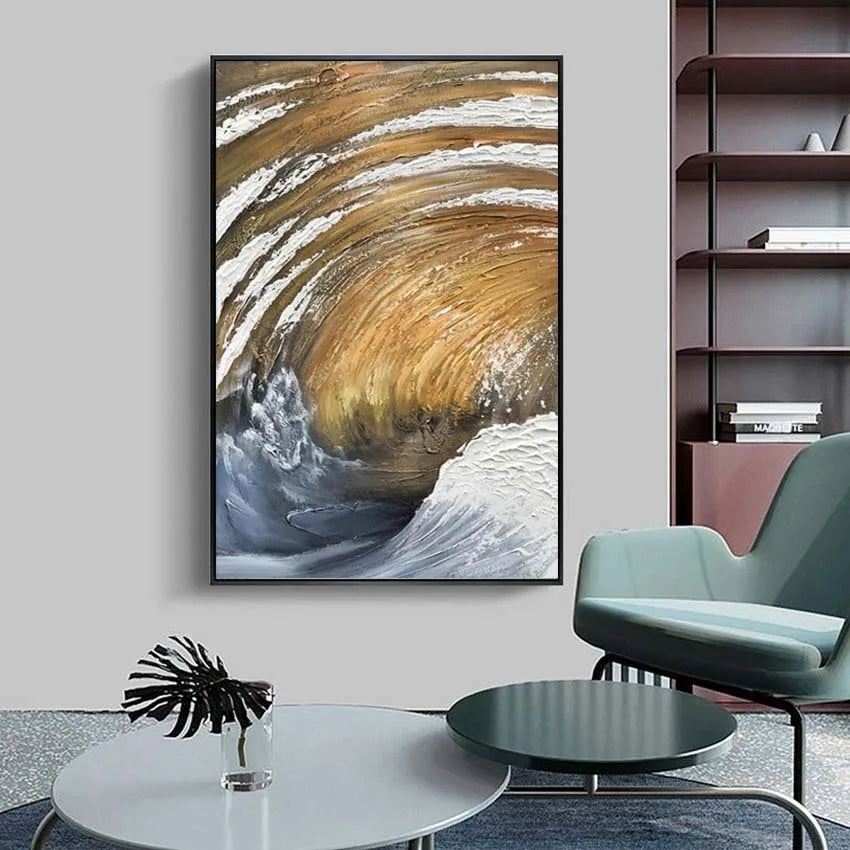 Sea Spin Hand Drawn Porch Oil Painting Living Room Sofa Wall Decoration Picture Vertical Mural Corridor Bedroom Hanging Poster Peaceful Pleasures Health and Wellness