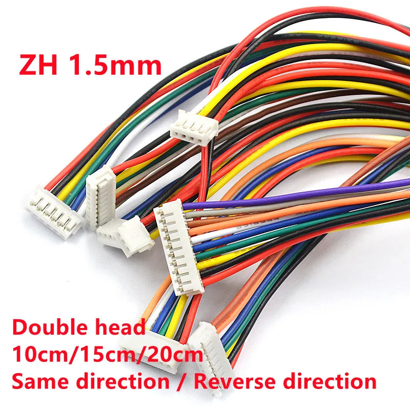 10PCS ZH 1.5mm 2/3/4/5/6/7/8/9/10P Double-ended Terminal Line 10CM/15CM/20CM ZH1.5 Same / Reverse Direction Electronic Wire Peaceful Pleasures Health and Wellness 10cm 4P Same side