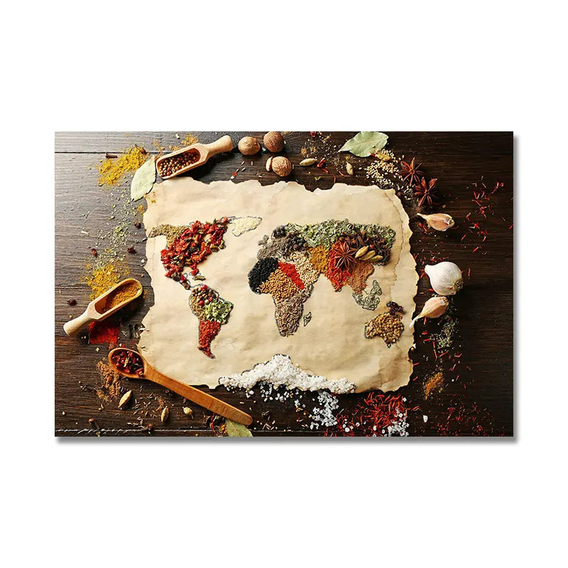 Grains Spices Spoon Peppers Canvas Painting Kitchen Decoration Posters Prints For Dining room Wall Art Pictures Home Art Decor Peaceful Pleasures Health and Wellness PC 7288 80x120cm No Frame