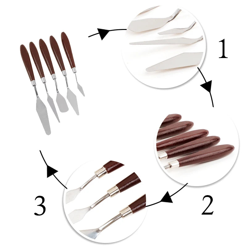 5-Piece Stainless Steel Baking & Pastry Spatula Set – Fondant Cream Scraper & Sculpting Tools