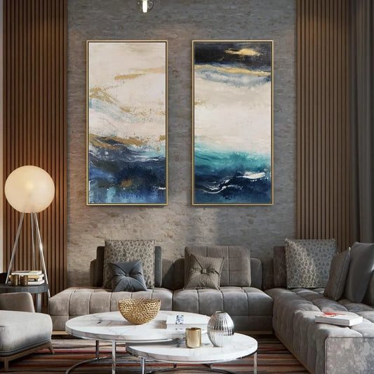 Duplex Living Room Background Wall Handmade Canvas Oil Painting Abstract Vertical Version Porch Corridor Home Decoration Posters Peaceful Pleasures Health and Wellness