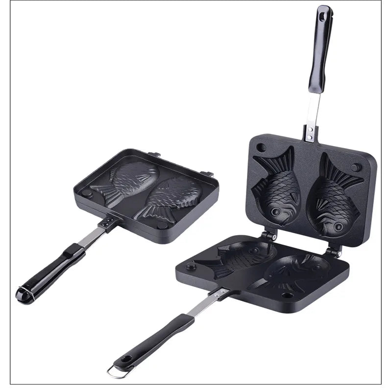 Taiyaki Japanese Fish-Shaped Bakeware Waffle Pan Maker Japanese Pancake Double Pan Stainless Steel Frypan Home Cake Tools Peaceful Pleasures Health and Wellness