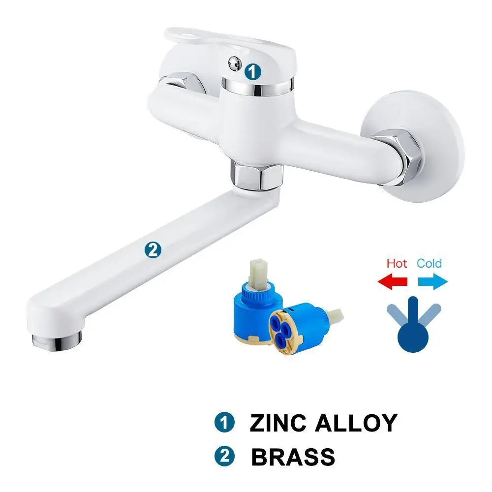 AOGUTU Wall Mounted Single Handle Kitchen Faucet Hot Cold Mixer
