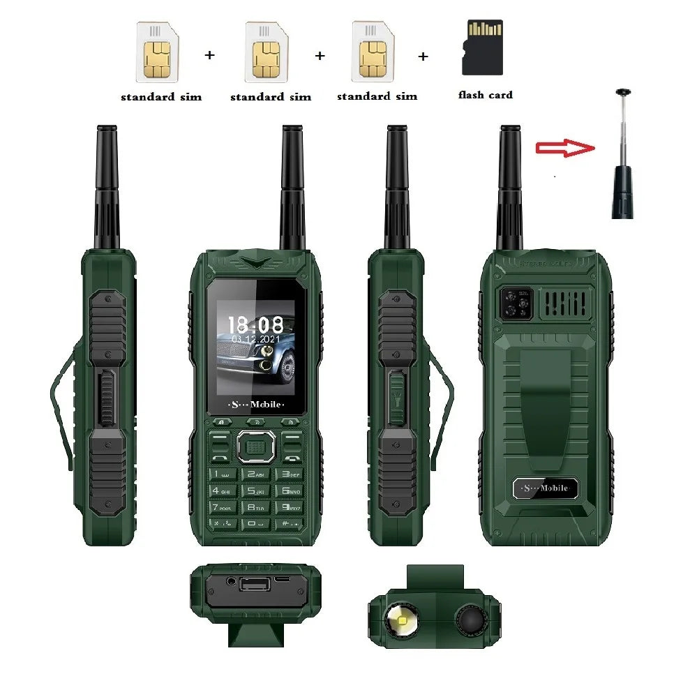 S555 Three Cards Three Standby Outdoor Mobile Phone Standby Long Can Pull Up Antenna Signal Strongly Send Waist Clip ( EU/USA ) Peaceful Pleasures Health and Wellness