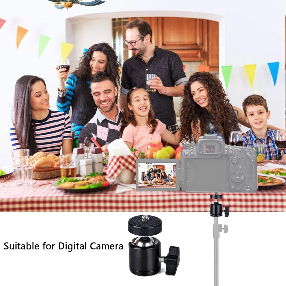 1/4" Hot Shoe Ball Head Mount Adapter for DSLR & Action Cameras
