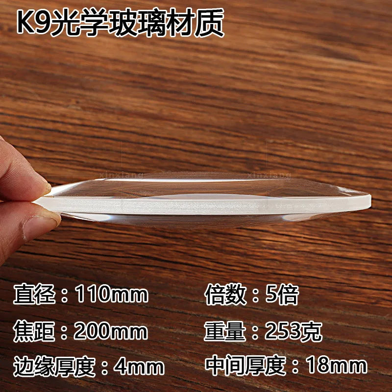 1Pice Supports Customized Desktop Magnifying Glass Lens Magnification 5X Diameter 110mm Focal Length 200mm Peaceful Pleasures Health and Wellness