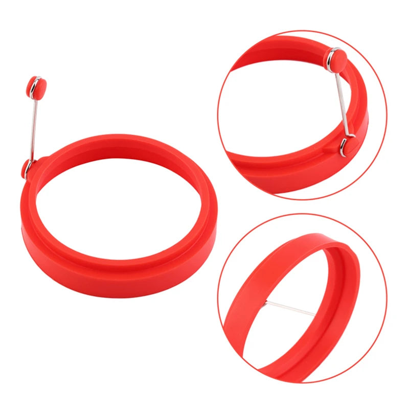 4-Pack Silicone Round Egg Ring Molds – Non-Stick Fried Egg, Omelette & Pancake Shapers, 4 Colors