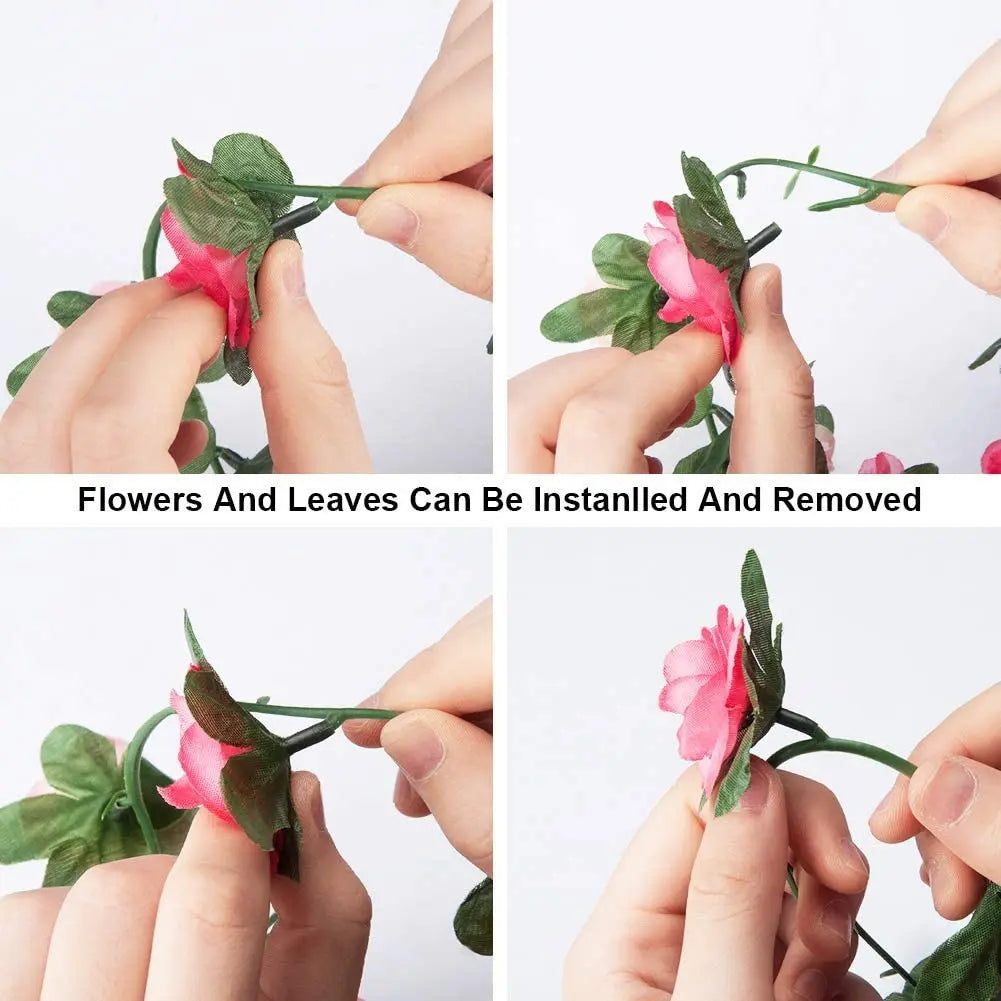 2.5m Flower Garland Fake Rose Vine Artificial Flowers Hanging Rose Ivy Hanging Baskets Wedding Arch Garden Background Decor Peaceful Pleasures Health and Wellness