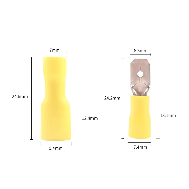 25 Pairs FDD MDD 1.25-250 2.5-250 5-250 6.3mm Female Male Insulated Electrical Crimp Terminal Connectors Cable Wire Connector Peaceful Pleasures Health and Wellness
