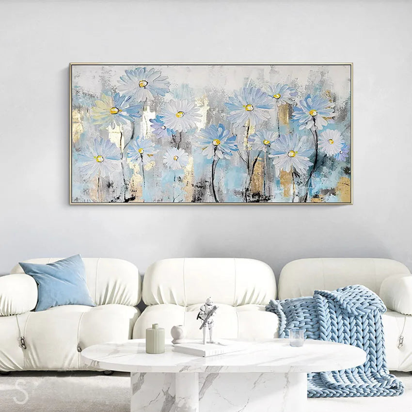 Beautiful flower canvas oil painting art pictures are 100% handmade and customized hung in the hotel restaurant living room Peaceful Pleasures Health and Wellness no frame 60cmx80cm