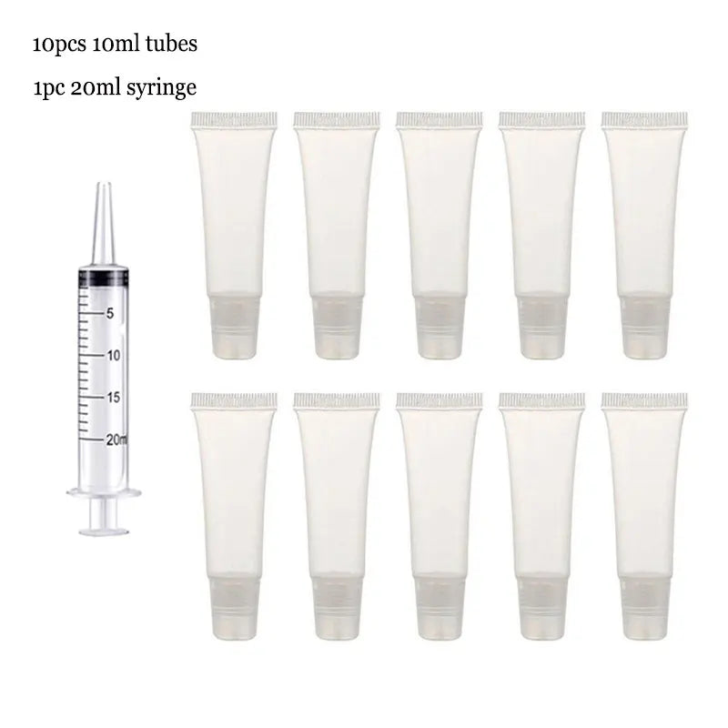 Empty Lip Gloss Tubes with Syringe Clear Soft Lip Gloss Container Refillable Lipgloss Tubes for DIY Cosmetic Makeup Peaceful Pleasures Health and Wellness 10pcs 10ml