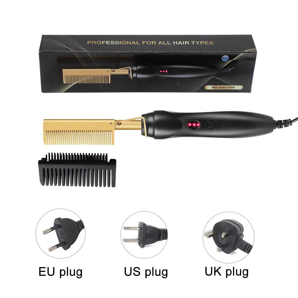 2 in1 Hot Comb Hair Straightener Electric Heating Comb Fast Heating Portable Travel Anti-Scald Beard Straightener Press Comb Peaceful Pleasures Health and Wellness