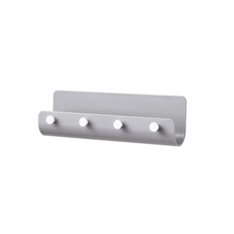 Nordic Adhesive Wall Shelf Rack with 4 Hooks – Punch-Free