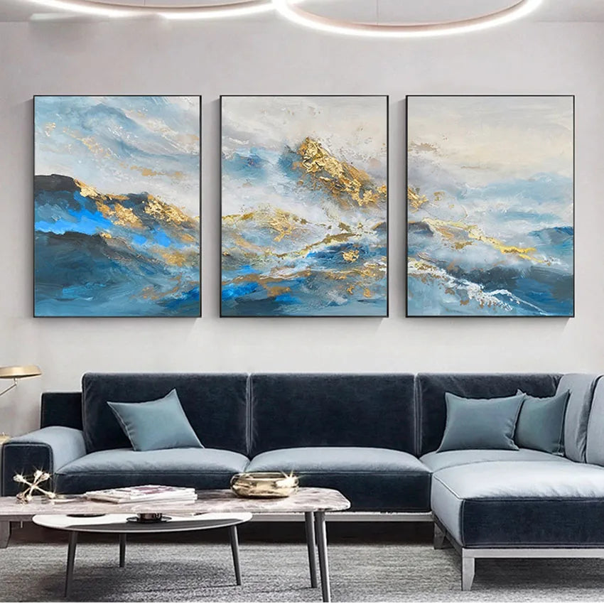 Wall Art Pictures for Home Decoration, 3 Panel, Hand Painted, Acrylic, Oil Painting on Canvas, Posters for Living Room, Sofa Peaceful Pleasures Health and Wellness