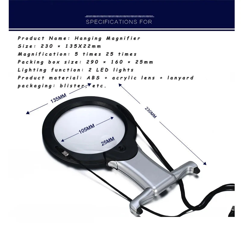 Hands Free LED Loupe Lighted 5X 2.5X Reading Magnifier Neck Wear Magnifying Glass For Seniors Sewing Embroidery Peaceful Pleasures Health and Wellness