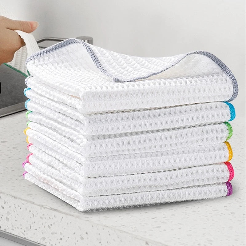 3-Pack Bamboo Fiber Dish Towels | Honeycomb Waffle Kitchen Cloths