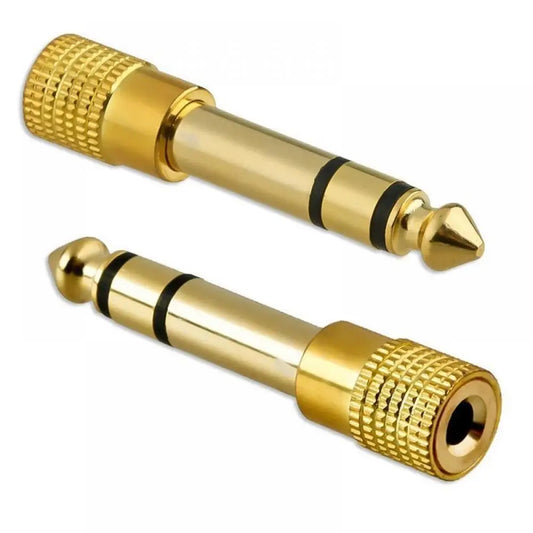 Gold 6.35mm 1/4" Male to 3.5mm 1/8" Female Stereo Audio Adapter Audio Adapter Oasis Select