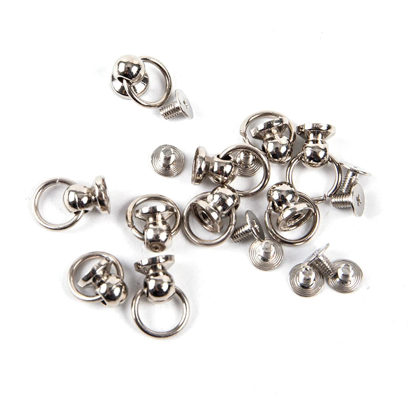 8mm Metal O-Ring Screwback Rivets – 10pcs for Bags & Crafts