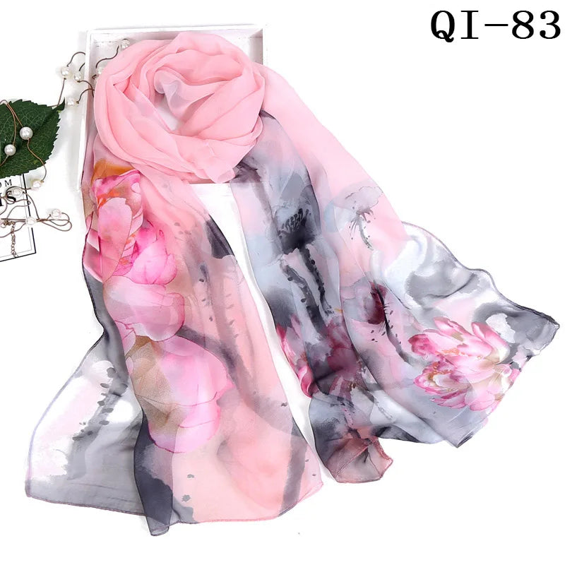Multiple Lotus Leaf Flower Chiffon Georgette Bandana Scarf Women
