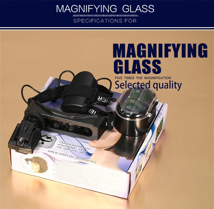 Optical Lamp With Magnifying Lens Wearing Magnifying Glass With LED Lamp Clock Repair Magnifying Glass Medical Magnifying Glass Peaceful Pleasures Health and Wellness