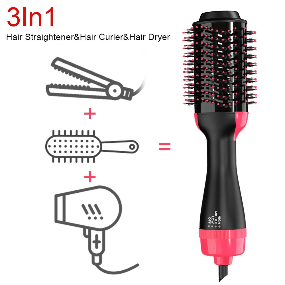LISAPRO 3 IN 1 Hot Air Brush One-Step Hair Dryer And Volumizer Styler and Dryer Blow Dryer Brush Professional 1000W Hair Dryers Peaceful Pleasures Health and Wellness 5250red UK Plug