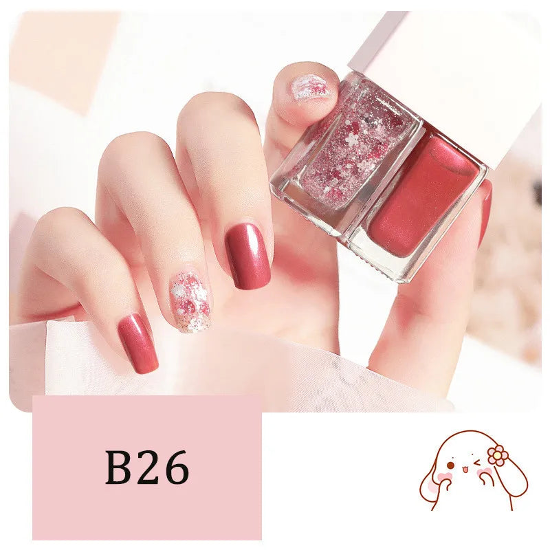 2-in-1 Candy Color Nail Polish | Quick Dry Waterproof Water-Based