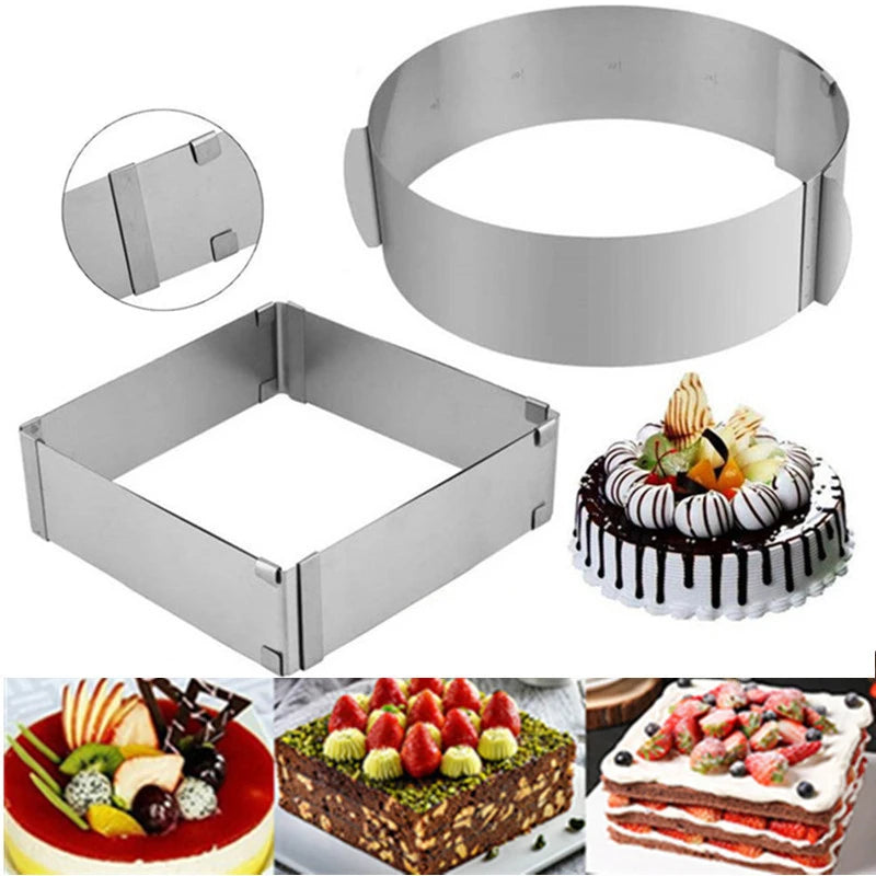 8-Piece Cake Turntable Decorating Set | Rotating Stand, Adjustable Mousse Rings, Spatulas & Scrapers