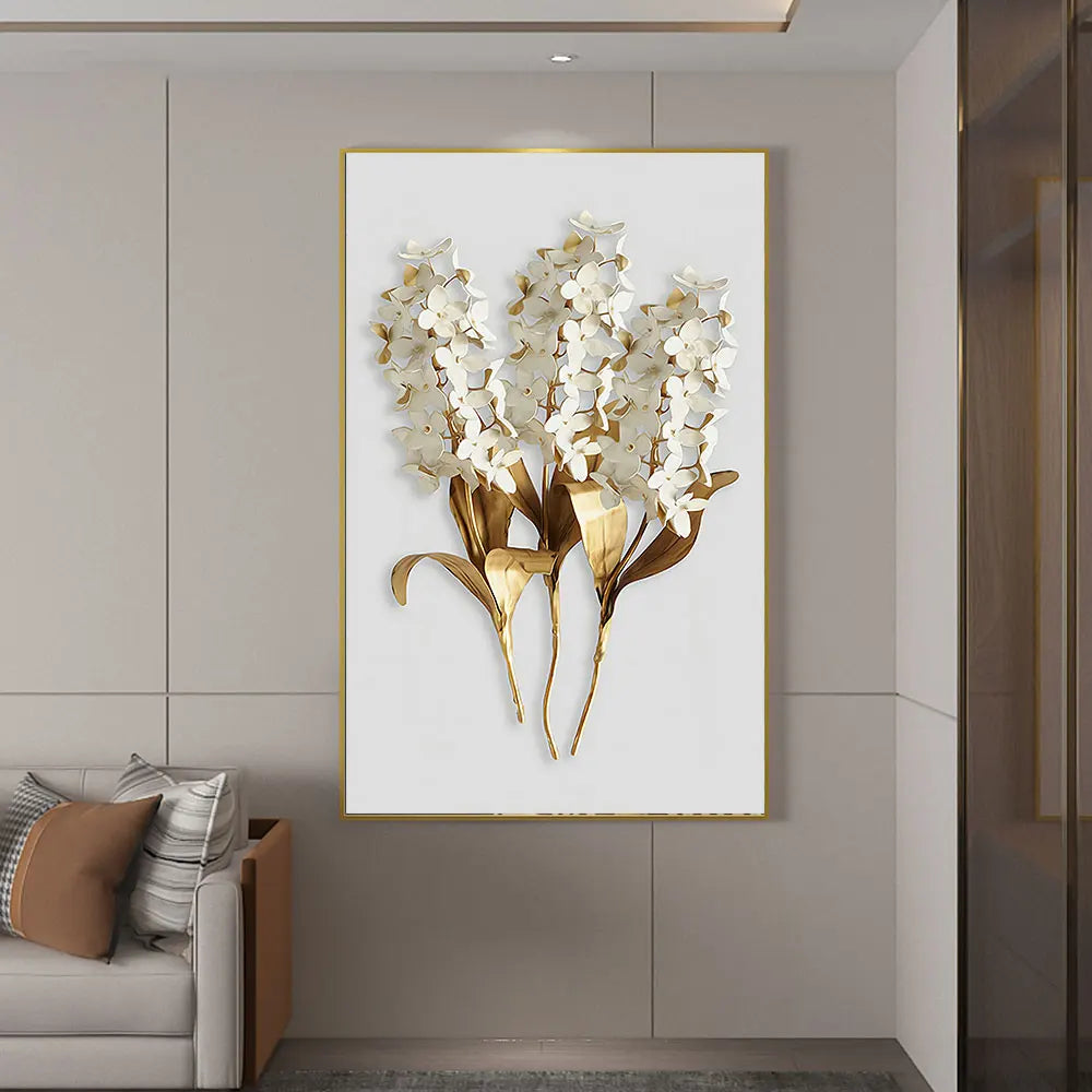 3D White Flower Picture Wall Art Canvas Painting Scandinavian Posters Prints Painting Pictures Livingroom Home Wall Decoration Peaceful Pleasures Health and Wellness