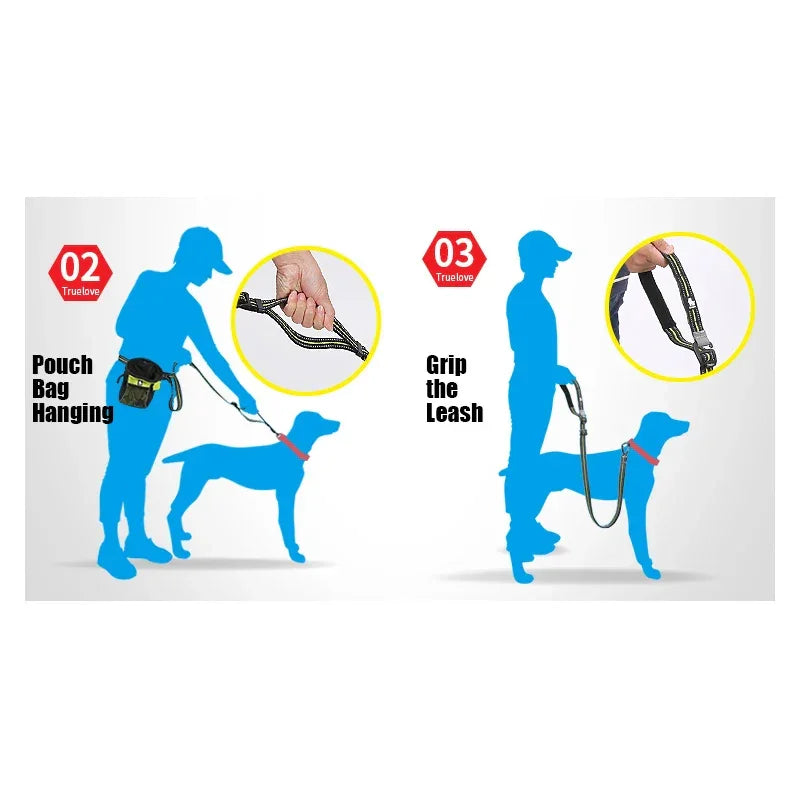 Truelove Hands-Free Reflective Dog Leash with Carabiner TLL2671 Dog Leashes Peaceful Pleasures Health and Wellness