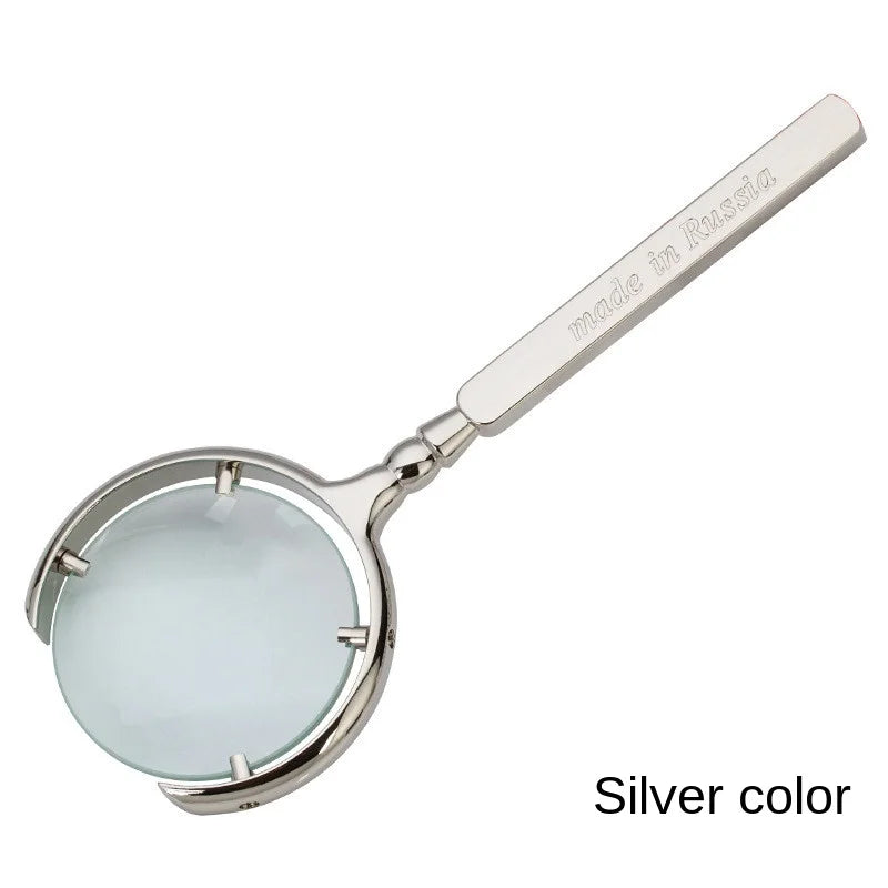 60Mm Magnifying Glass Handheld Magnifier Classic Russian 8X Antique Metal Crafts for Antique Jade Jewelry Newspaper Book Reading Peaceful Pleasures Health and Wellness black 70mm 10X