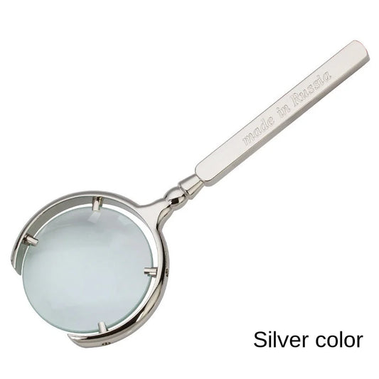 60Mm Magnifying Glass Handheld Magnifier Classic Russian 8X Antique Metal Crafts for Antique Jade Jewelry Newspaper Book Reading Peaceful Pleasures Health and Wellness black 70mm 10X