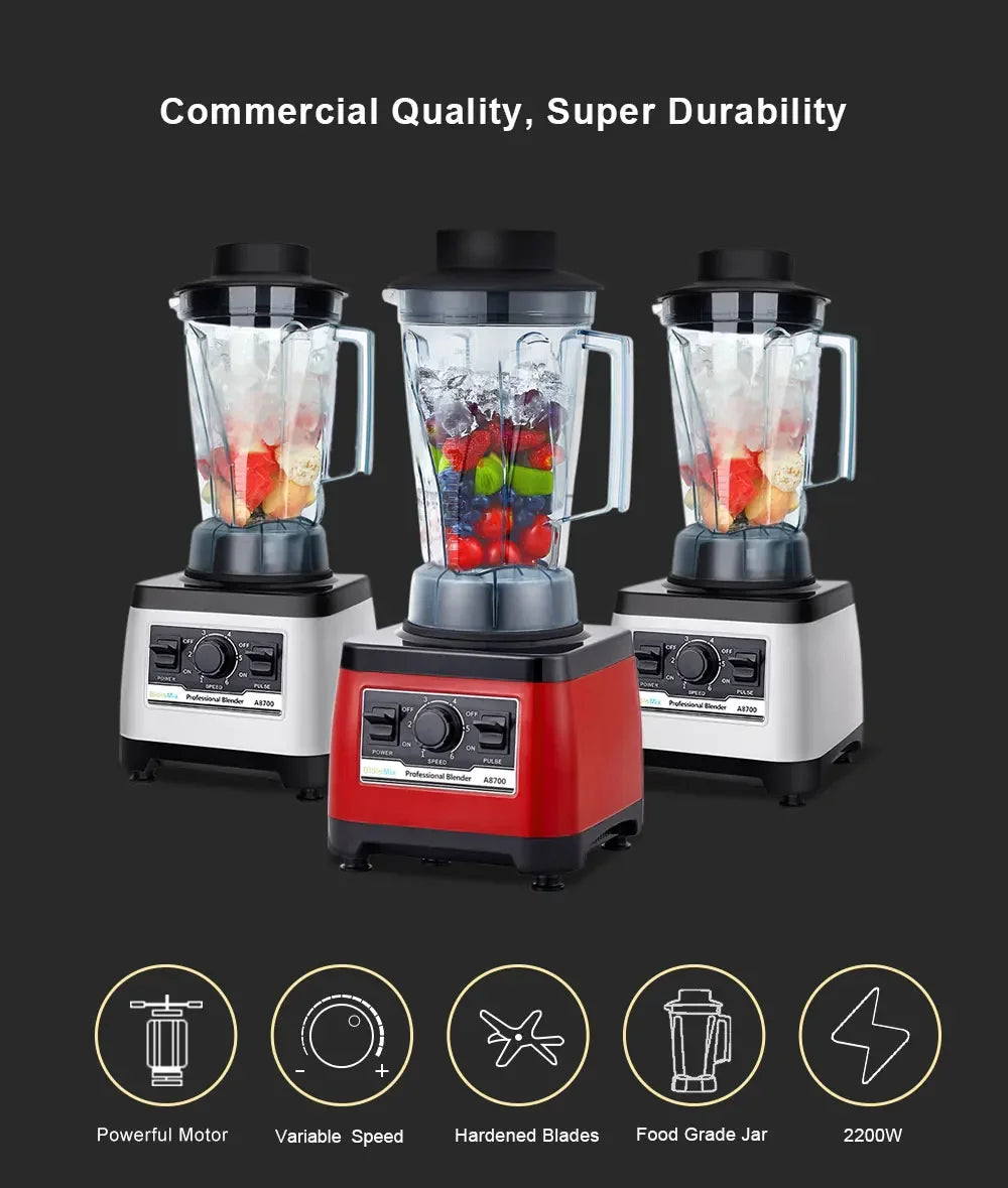 BPA Free Heavy Duty Commercial Grade Blender | 2200W Peak Power Blenders Peaceful Pleasures Health and Wellness