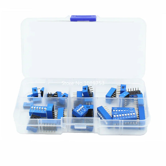 35PCS/LOT Blue Dip Switch 1 2 3 4 5 6 8 Way 2.54mm Toggle Switch Snap Switches Mixed Kit Each 5PCS Combination Set Peaceful Pleasures Health and Wellness Default Title