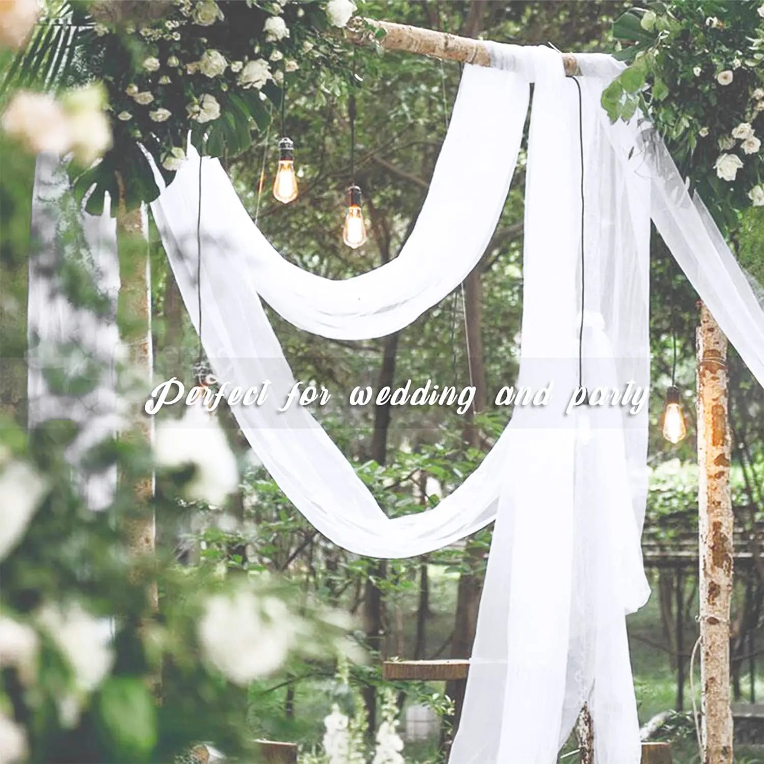 Wedding Arch Drapes Window Scarf Valance Chiffon Sheer Curtain Fabric Drapery for Arbor Canopy Bed Ceremony Party Stage Backdrop Peaceful Pleasures Health and Wellness