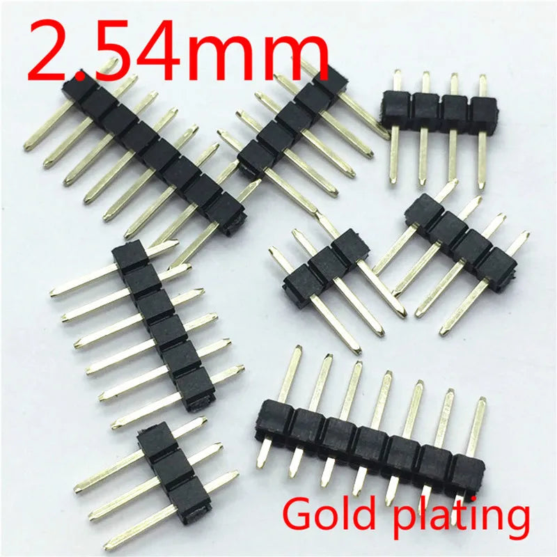 20PCS Gold Plating 2.54mm Single Row Male Pin Header 1x2P/3/4/5/6/8/10P/12/20 40Pin Strip Connector Peaceful Pleasures Health and Wellness