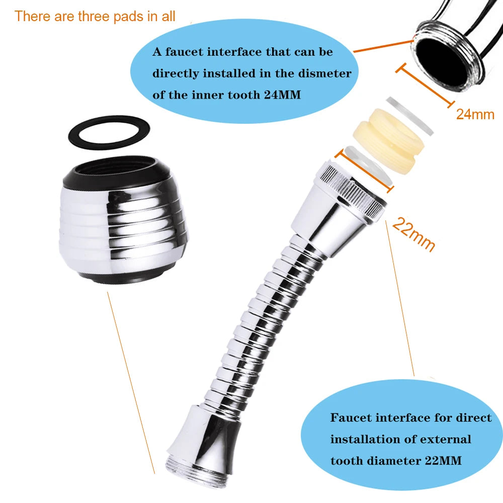 360 Degree Swivel Kitchen Faucet Aerator Clean Adjustable Dual Mode Sprayer Filter Diffuser Water Saving Nozzle Faucet Connector Peaceful Pleasures Health and Wellness
