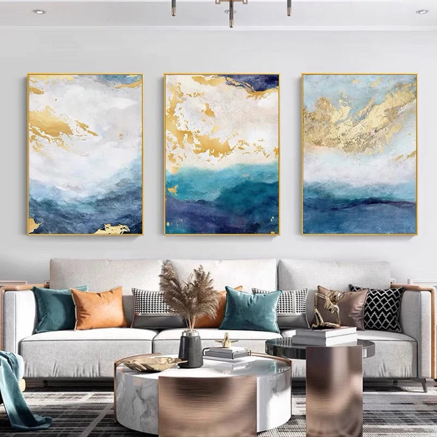 NEW Interior Decor 3 Panel Wall Art Picture For Home Hand Painted Acrylic Oil Canvas Poster Living Room Sofa Pop Hanging Drawing Peaceful Pleasures Health and Wellness