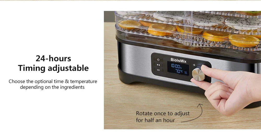 BioloMix Food Dehydrator – 5 BPA-Free Trays, Digital Timer & Temp Control Peaceful Pleasures Health and Wellness