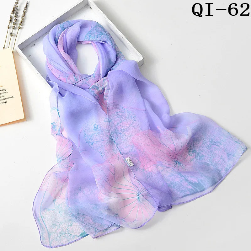 Multiple Lotus Leaf Flower Chiffon Georgette Bandana Scarf Women
