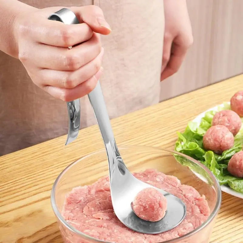 Stainless Steel Non-Stick Meatball Maker Spoon – DIY Fish Ball & Meatball Mold Tool, 20cm
