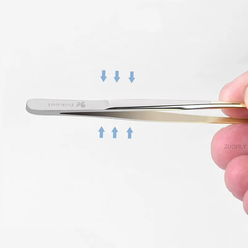 Stainless Steel Flat & Slant Tip Eyebrow Tweezer Tool