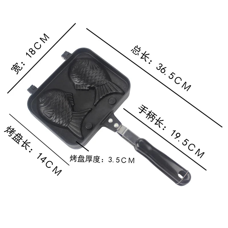 Taiyaki Japanese Fish-Shaped Bakeware Waffle Pan Maker Japanese Pancake Double Pan Stainless Steel Frypan Home Cake Tools Peaceful Pleasures Health and Wellness
