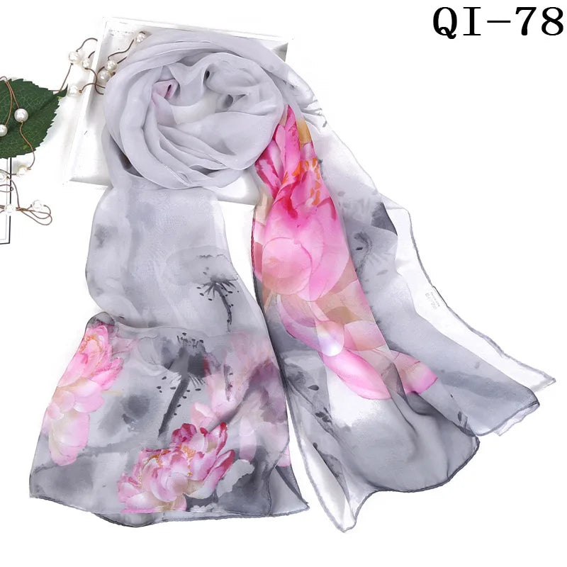 Multiple Lotus Leaf Flower Chiffon Georgette Bandana Scarf Women