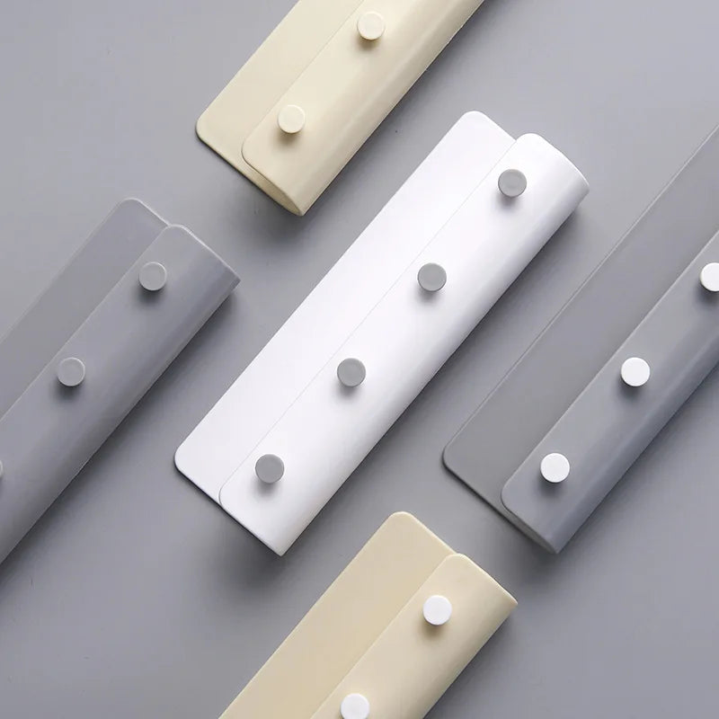 Nordic Adhesive Wall Shelf Rack with 4 Hooks – Punch-Free