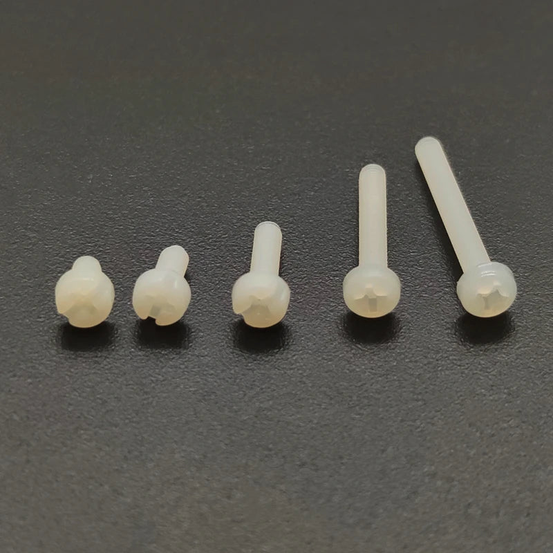 50pcs M2 M2.5 M3 M4 Metric Threaded White Nylon Plastic Phillips Pan Head Cross Round Screw Bolt length 5mm-20mm Peaceful Pleasures Health and Wellness