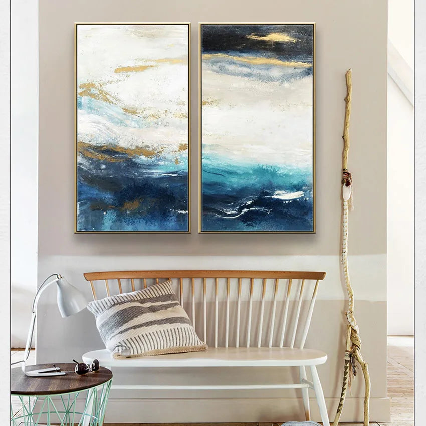 Duplex Living Room Background Wall Handmade Canvas Oil Painting Abstract Vertical Version Porch Corridor Home Decoration Posters Peaceful Pleasures Health and Wellness