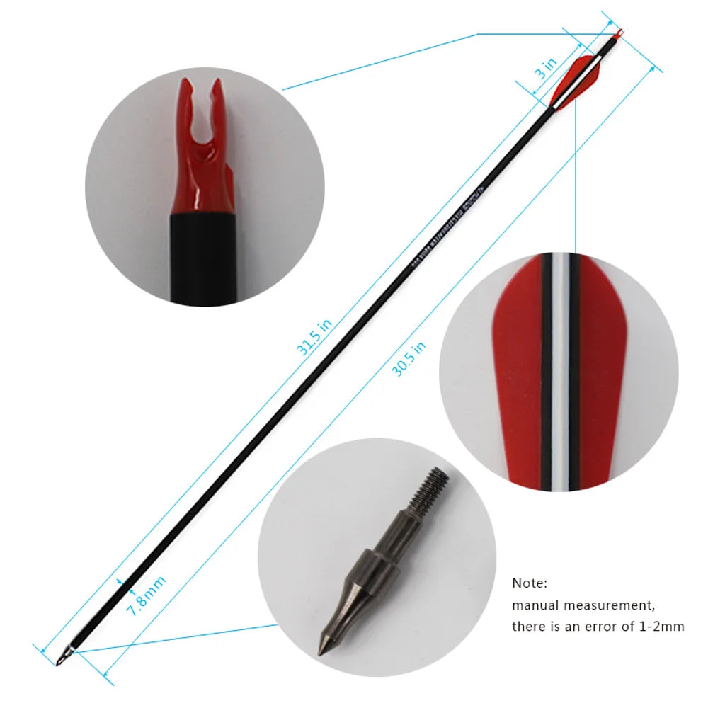 Hunting Spine 500 Mixed Carbon Arrow 6 12 30 Inches Diameter Compound