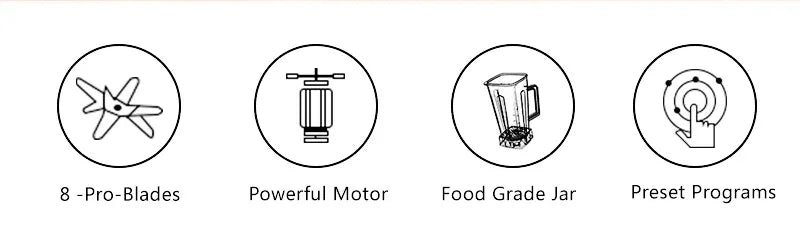 BioloMix BPA Free 2L Jar 2200W Professional Smart Timer Pre-programed Blender Mixer Juicer Food Processor Ice Smoothies Crusher Peaceful Pleasures Health and Wellness