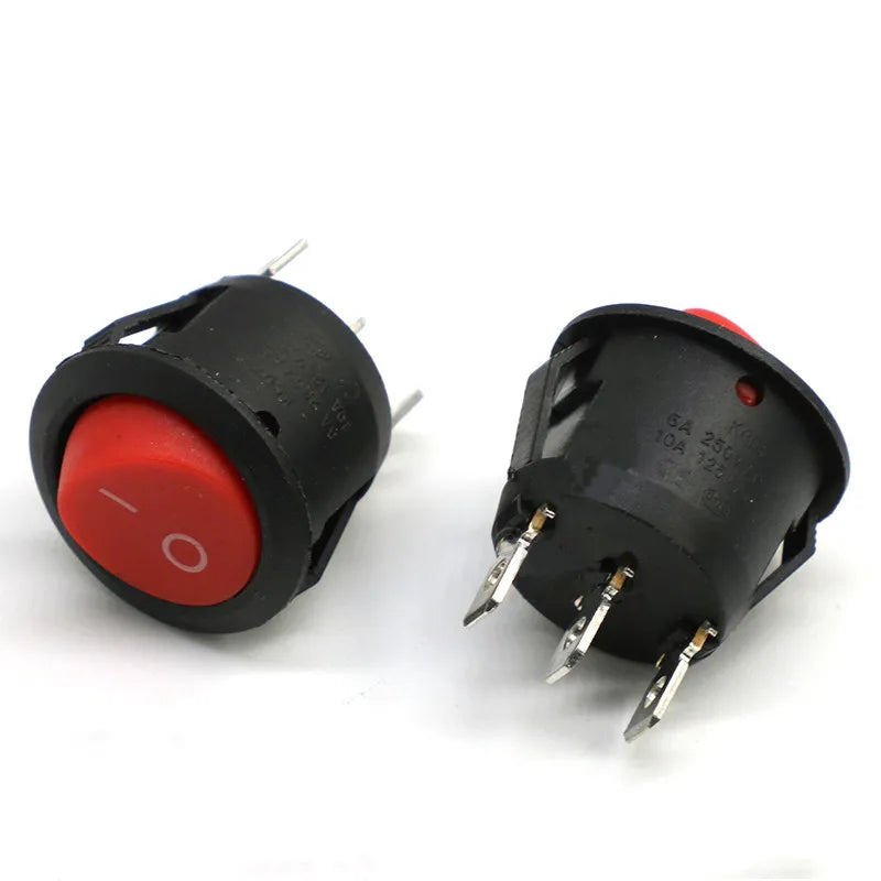 10PCS KCD1 Diameter 16.5mm Small Round Boat Rocker Switches Black Mini Round 2 Pin 3Pin ON-OFF Rocker Switch KCD1-105 Peaceful Pleasures Health and Wellness Red 3PIN ON-OF