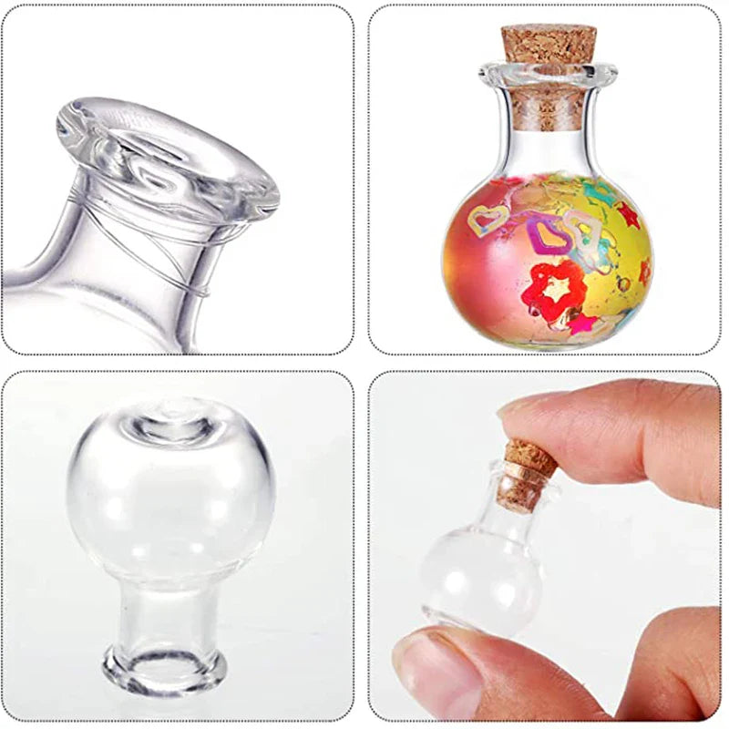 10-Pack Mini Clear Glass Bottles with Cork Stoppers – DIY Crafts